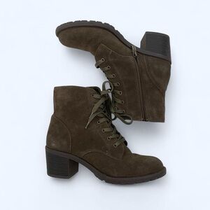 Bjorndal Ankle Boot Block Heel Khaki Suede
Leather Chunky Heel Women Size 8.5